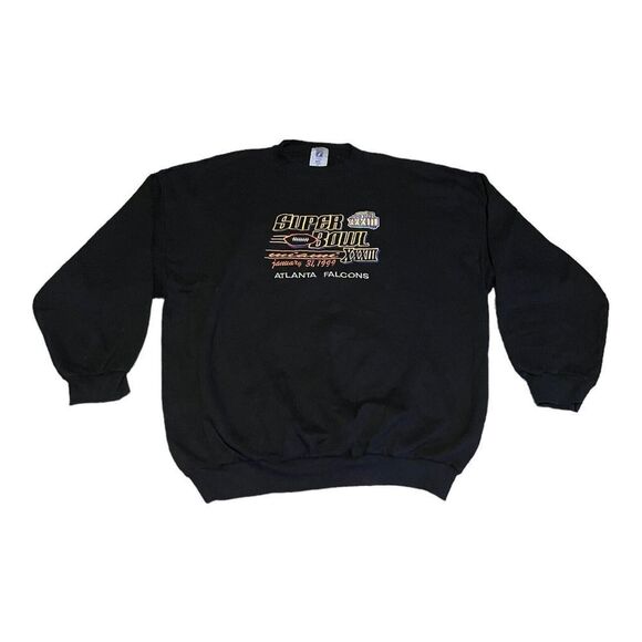 1999 Super Bowl XXXIII Black XXL Sweatshirt Embroidered Football Broncos Falcons - Picture 1 of 6